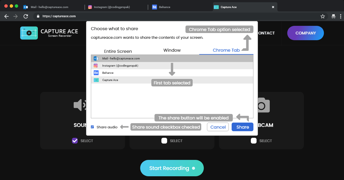 Screen Recording with System Sound (macOS) - Step 3